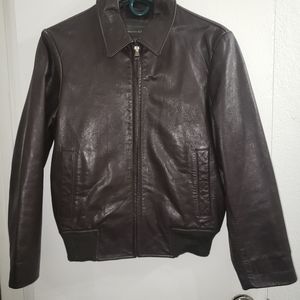 BANANA REPUBLIC BROWN LEATHER BOMBER JACKET SZ XS